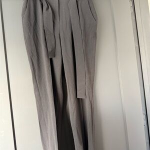 Black tie front pants